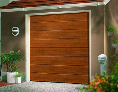 Single Skin Sectional Garage Door - timber effect